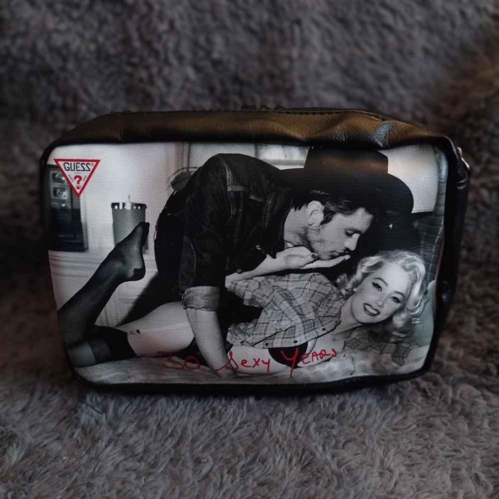 GUESS “Sexy Years” Graphic Zip Cosmetic Bag / Clutch